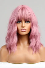 Pink Bobo Wave Synthetic Wig with Bangs, Heat Safe Shoulder Length