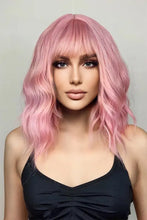 Pink Bobo Wave Synthetic Wig with Bangs, Heat Safe Shoulder Length