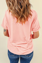 Pink Boot Graphic Round Neck Short Sleeve T Shirt for Women