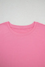 Pink Braided Cap Sleeve Crew Neck Top for Women Woman T Shirts