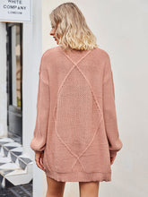 Pink Cable Knit Cardigan with Long Sleeve Length and Pockets