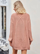 Pink Cable Knit Cardigan with Long Sleeve Length and Pockets Woman Outerwear
