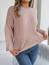 Pink Cable Knit Long Sleeve Sweater Pullover Blush Pink