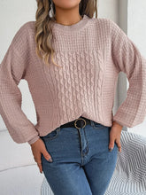 Pink Cable Knit Long Sleeve Sweater Pullover