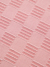 Pastel pink checkered textured round neck short sleeve women’s top