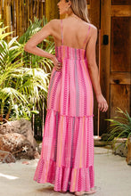 Pink Chevron Stripe Maxi Dress in Polyester