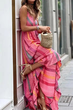 Pink chevron stripe maxi dress in polyester