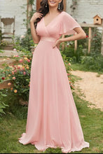 Pink Chiffon Maxi Evening Dress Blush Pink