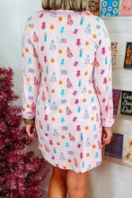 Pink Christmas Nightgown with Pockets and Slightly Stretchy Material