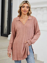 Pink Collared Long Sleeve Knit Tunic for Women Dusty Pink