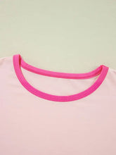 Pink Color Block Vacay T-Shirt for Women Cotton Blend Woman T Shirts