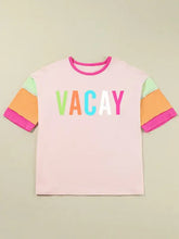 Pink Color Block Vacay T-Shirt for Women Cotton Blend Woman T Shirts