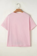 Pink Color-Blocked Cotton Blend Short Sleeve T-Shirt for Women Woman T Shirts