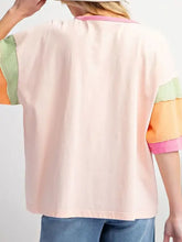 Pink Colorblock Football Pattern Cotton T-Shirt for Women Woman T Shirts