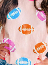 Pink Colorblock Football Pattern Cotton T-Shirt for Women