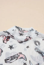 Pink cowboy bodysuit and shorts set with cowboy boot scarf