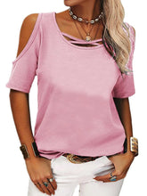 Pink Crisscross Cold Shoulder Casual Top for Women Pink