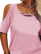 Pink Crisscross Cold Shoulder Casual Top for Women