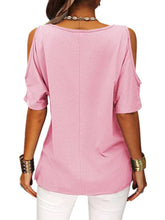 Pink Crisscross Cold Shoulder Casual Top for Women