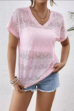 Pink Crochet Lace V Neck Top for Women