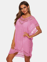 Pink Crochet Trim Cover-Up Dress Pink One Size Swimwear Cover-Ups