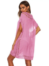 Pink Crochet Trim Cover-Up Dress Swimwear Cover-Ups