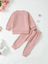 Dusty pink long-sleeved sweatshirt and pants set for babies and toddlers