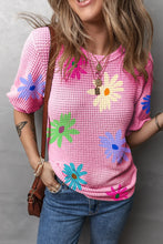 Pink Daisy Patterned Knit Top for Women Dusty Pink