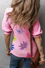 Pink Daisy Patterned Knit Top for Women