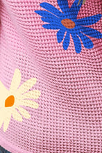 Pink Daisy Patterned Knit Top for Women