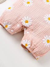 Pink Daisy Print Baby Romper and Hat Set with Pants