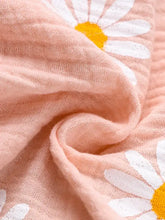 Peach daisy-patterned lightweight scarf in Pink Daisy Print Baby Romper and Hat Set
