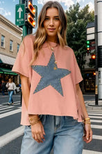 Pink Denim Star Loose-Fit Women's T-Shirt Dusty Pink Woman T Shirts