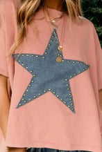Pink Denim Star Loose-Fit Women's T-Shirt Woman T Shirts