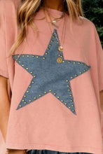 Pink Denim Star Loose-Fit Women's T-Shirt