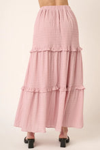 Pink Drawstring High Waist Frill Maxi Skirt
