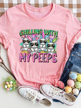 Pink Easter Bunny Graphic Short Sleeve T-Shirt for Women Blush Pink