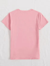 Pink Easter Bunny Graphic Short Sleeve T-Shirt for Women