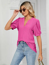 Pink Eyelet Puff Sleeve Blouse for Women