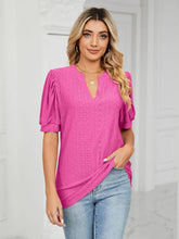 Pink Eyelet Puff Sleeve Blouse for Women