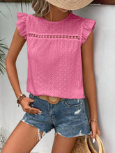 Pink Eyelet Ruffle Sleeve Top for Women