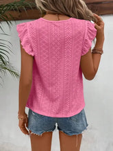 Pink Eyelet Ruffle Sleeve Top for Women Woman T Shirts