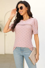 Pink Eyelet Short Sleeve Top for Women Dusty Pink