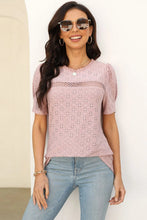 Pink Eyelet Short Sleeve Top for Women