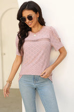 Pink Eyelet Short Sleeve Top for Women