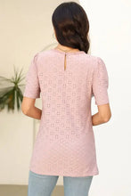 Pink Eyelet Short Sleeve Top for Women Woman T Shirts