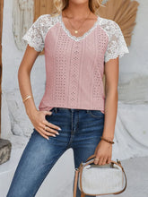 Pink Eyelet Top with Lace Sleeves