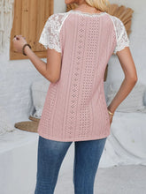 Pink Eyelet Top with Lace Sleeves