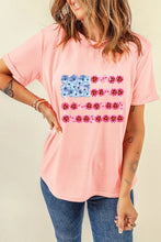 Pink Floral American Flag T-Shirt for Women