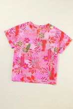 Pink Floral and Animal Print Polyester Blouse for Women